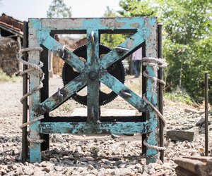 Four years ago, the Bhores bought this iron machine to replace the older wooden one. it is used in the thread-making process.