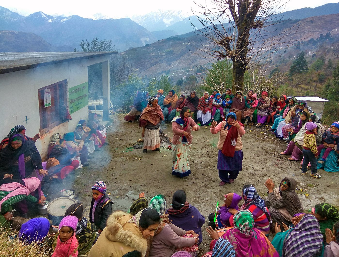 Women dancing to holi songs