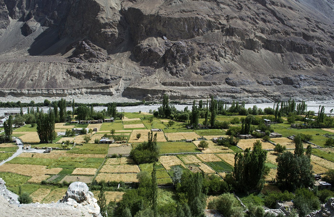 Long shot of Turtuk village in the Nubra valley