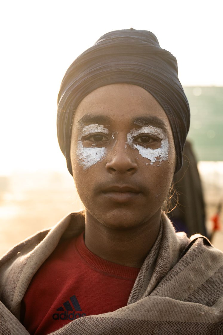 Left: 'I have also applied toothpaste around my eyes as it helps in reducing the effects of tear gas,' says Harmandeep Singh.