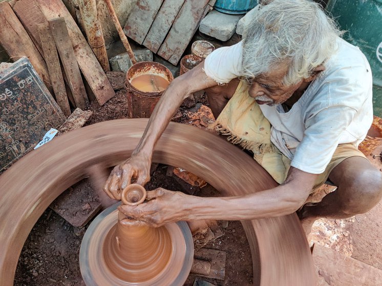 Paradesam is the only diya maker on Kummari Veedhi (potters' street) in Visakhapatnam He starts after Vinayak Chaturthi and his diyas are ready by Diwali