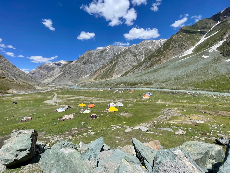 A Bakarwal settlement in Meenamarg, Kargil district of Ladakh. The children of pastoralists travel with their parents who migrate every year with their animals