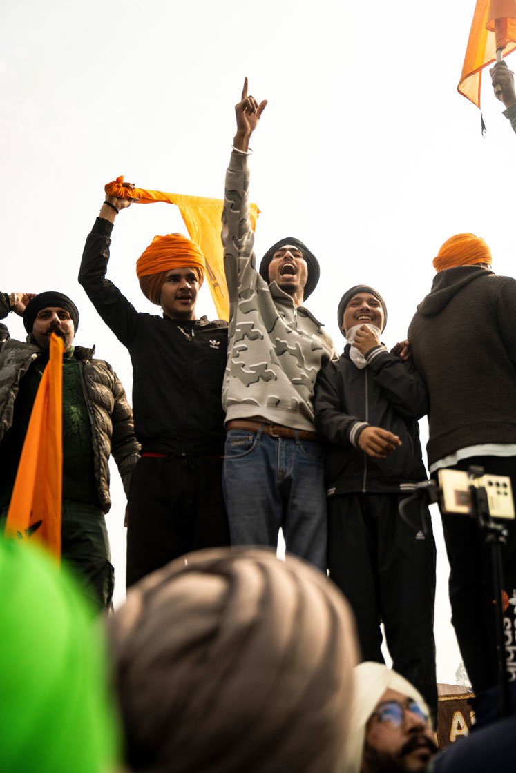 Right: He is one among thousands of farmers and labourers from Punjab who began their peaceful march to Delhi on 13 February 2024