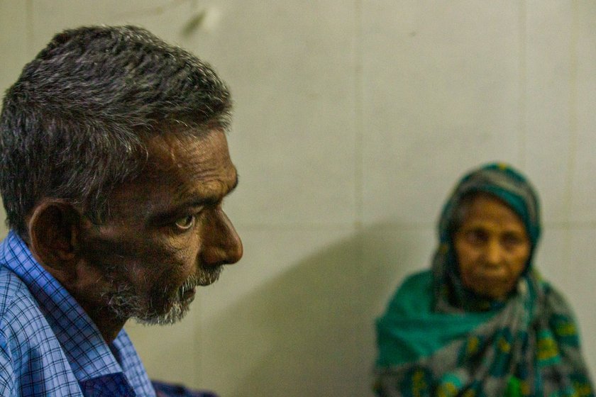 Right: The poet in Kaizar Medical Nursing Home with his mother.