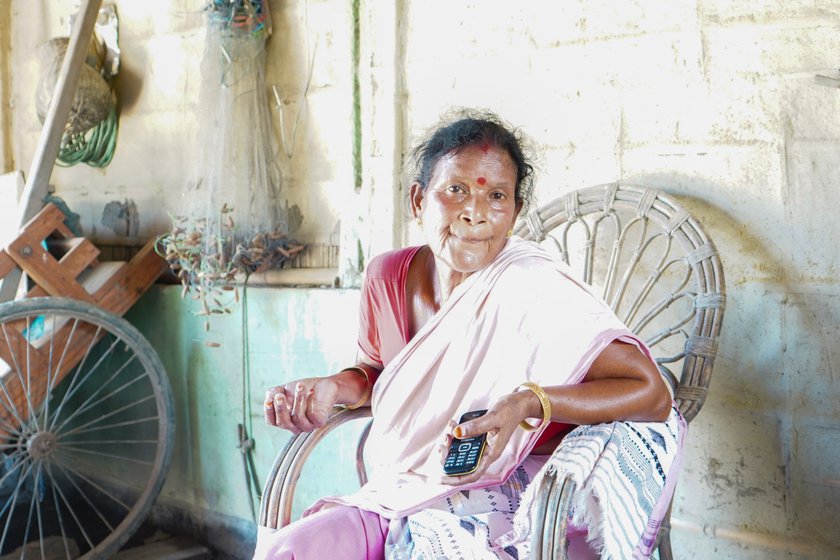 His wife Sabitri (right) adds,  'The previous flood [2022] took away the two kutchha houses of ours. You see these clay walls, they are newly built; this month’s [June] incessant rain has damaged the chilly plants, spiny gourds and all other plants from our kitchen garden'