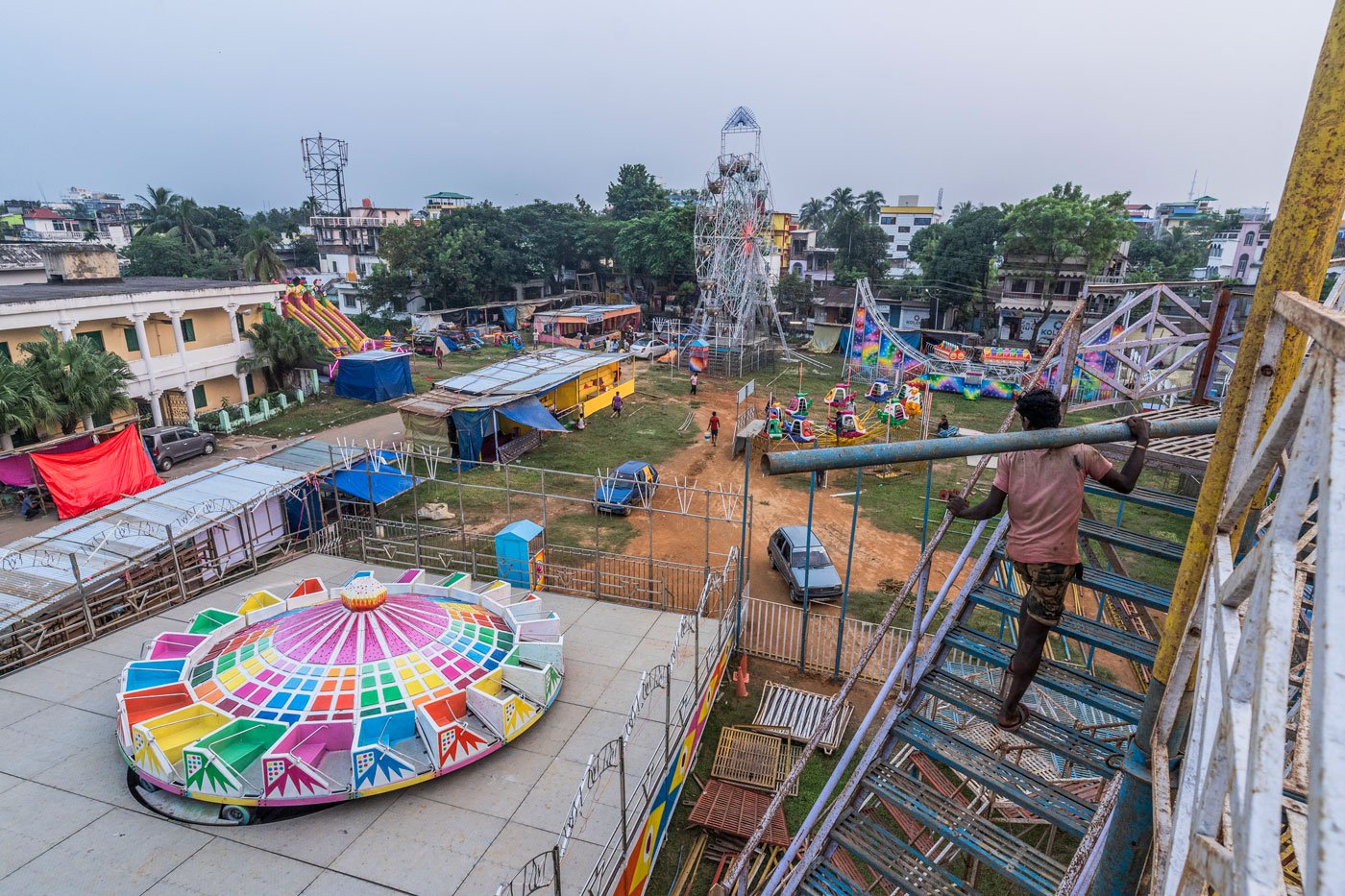 A few last minute adjustments being made as the mela prepares to open soon