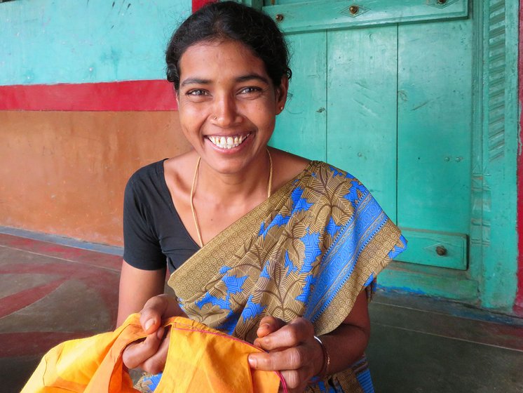 Woman showing her work