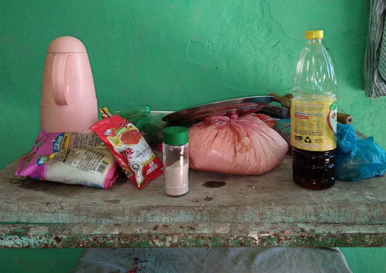 Suraj's meagre food rations on the table.