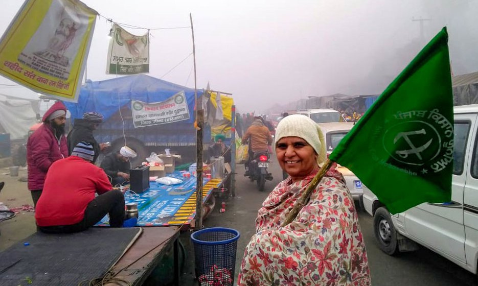 Kuldip at the protest site in Shahjahanpur