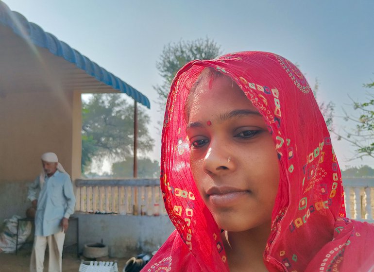 Left: Ruma right outside her in-law's house.