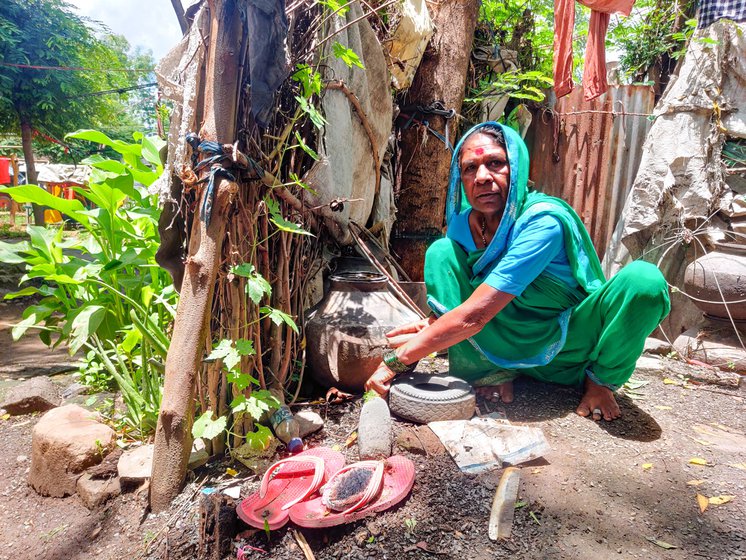 Left: Gangubai Misal says her son, Purushottam, was a good musician. Right: Vijaymala Misal remembers her husband getting into a panic when his parents fell ill