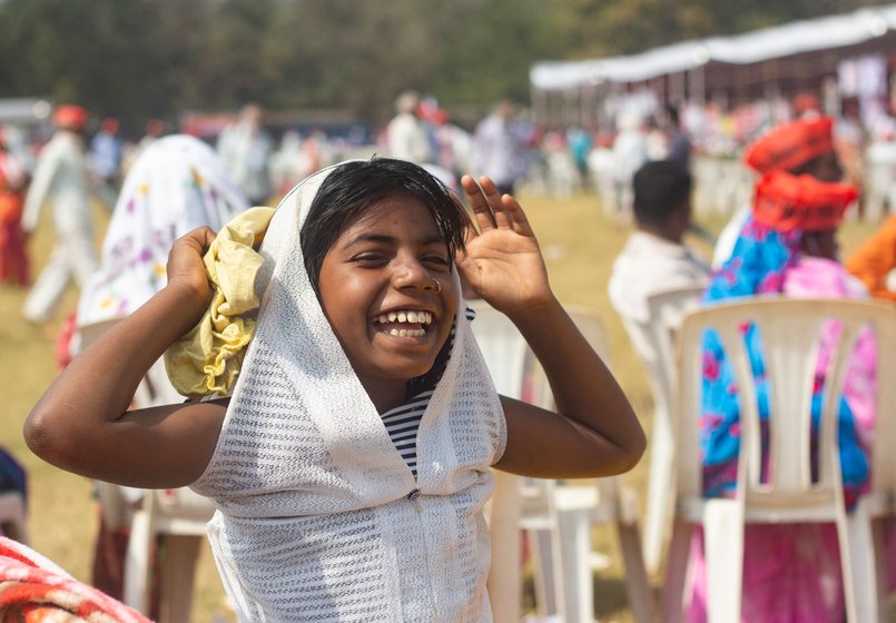 Nutan (left) had always wanted to see Mumbai. Jijabai (right) bring her along to the protest "so she would understand the sorrows and problems of Adivasis"