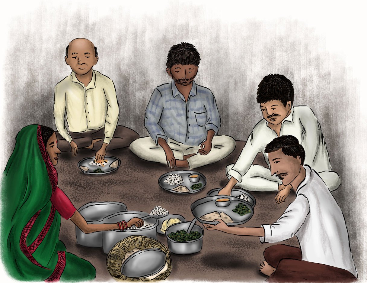 Left: Workers in the cotton mills of 19-century Mumbai used to strain their arms a lot, leaving them bone-tired at the end of the day. Right: Migrants in the city preferred the affordable meals served at a khanaval, or food mess, usually run by a woman