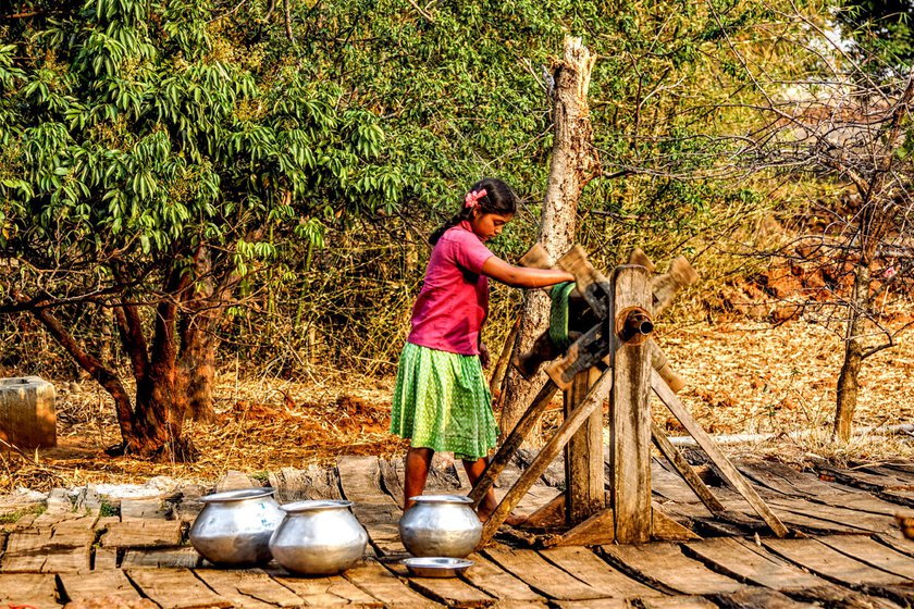 Water is an important issue in Lupungpat, and one that the gram sabha has looked into. A n old well (left) and an important source of water in the village