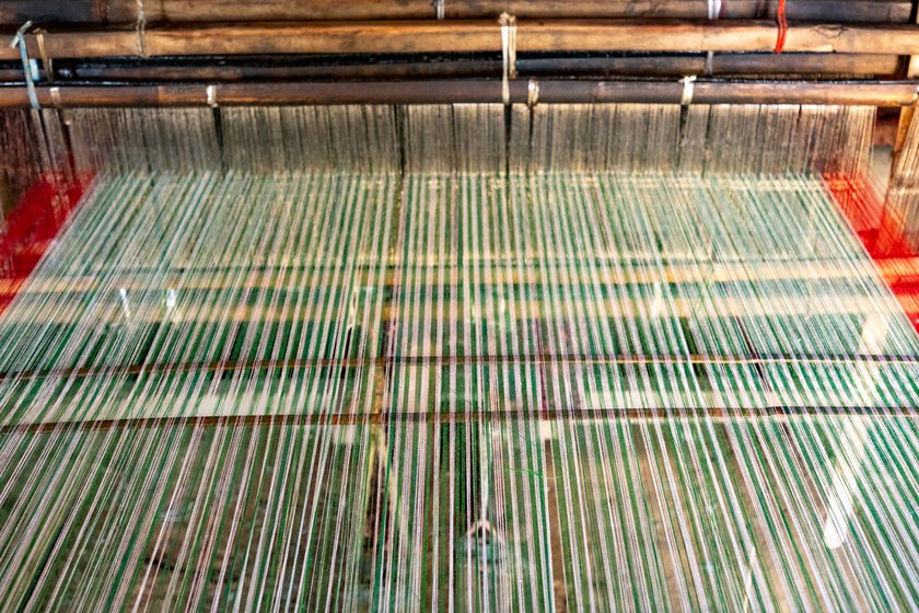 Left: Roopchand learnt the craft from his father and has been in weaving since the 1970s. He bought this particular loom around 20 years ago.