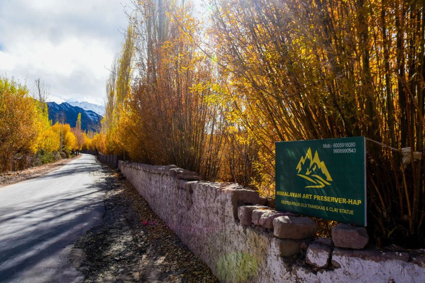 Left: The entrance to the Himalayan Art Preservers (HAP); an organisation that specialises in restoring Thangkas .