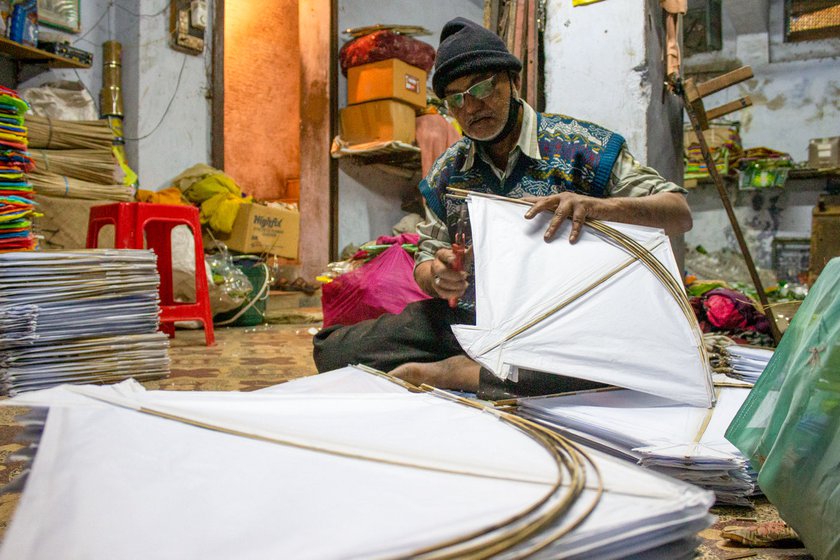 Munawar Khan at his workshop in Ahmedabad's Jamalpur area.