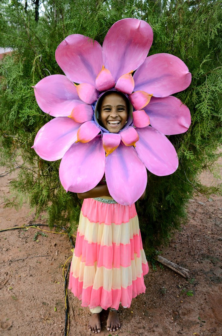 Left: A Vanavil student prepares for a play. Right: Most of them are from the Boom Boom Maattukkarar community: 'The worst affected are children because they have lost their mid-day meals' (file photos)

