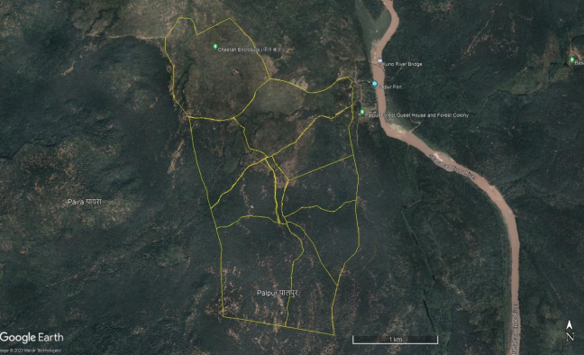 A map of the soft release enclosures (left) for the cheetahs and quarantine bomas (right)