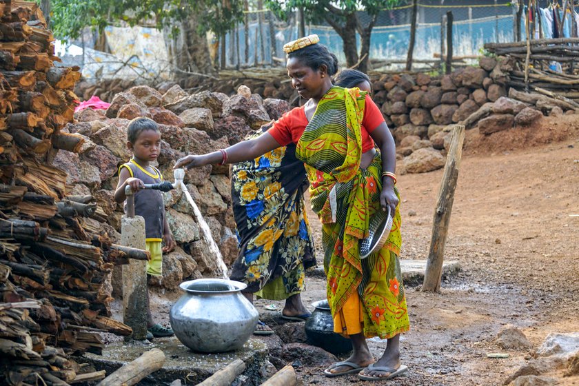 Water is an important issue in Lupungpat, and one that the gram sabha has looked into. A n old well (left) and an important source of water in the village