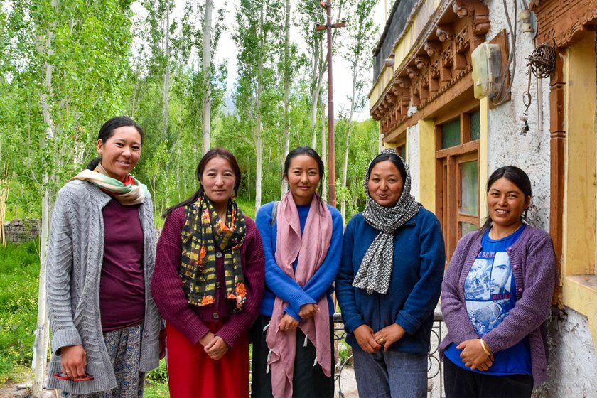 Right: HAP members (from left to right) Stanzin Ladol, Kunzang Angmo, Rinchen Dolma, Tsering Spaldon and Thinles Angmo.