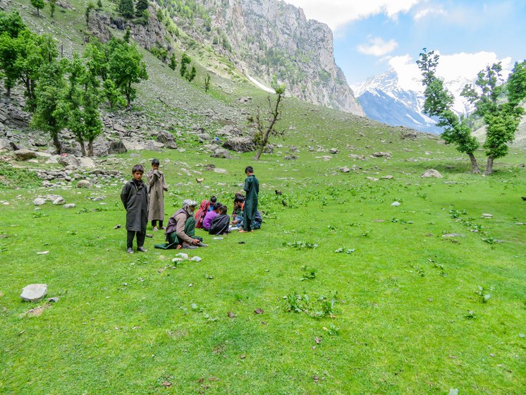 Ali Mohammed (left) is a travelling teacher who will stay for four months up in the mountains, making sure his students are up to date with academic requirements. The wide open meadows of Lidder valley are much sought after by pastoralists in their annual migration