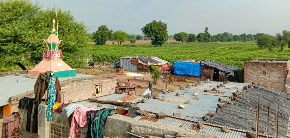 Left: Jamuna would cook and join her parents to work in the fields. Right: They cannot avail state funds to build a pucca house 

