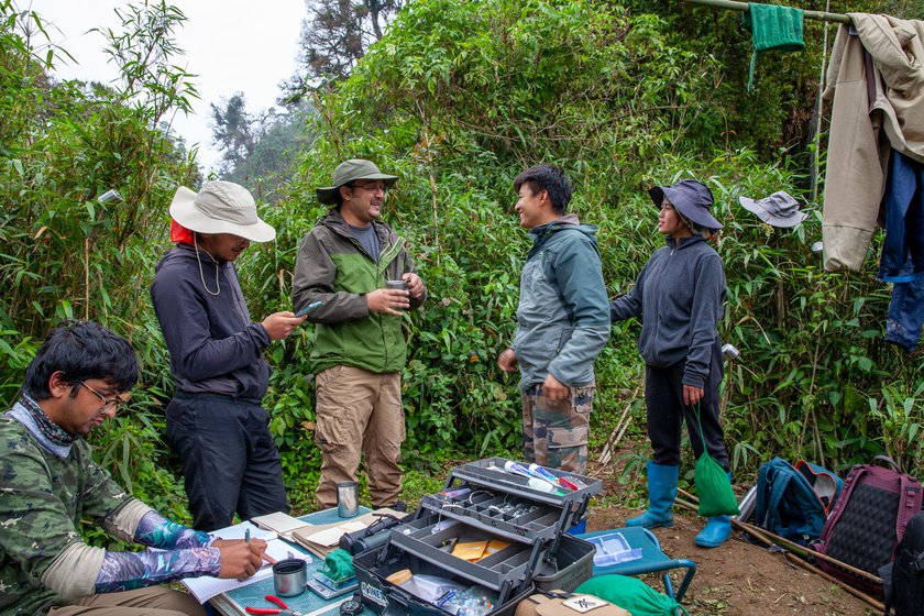 Right: Left to Right: The team members, Rahul Gejje, Kaling Dangen, Umesh Srinivasan, Dambar Pradhan and Aiti Thapa at work