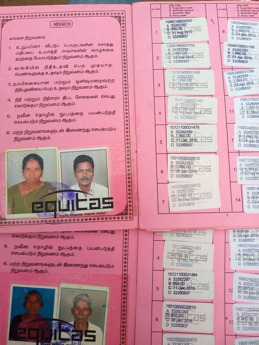 The passbooks of the microcredit institutions
