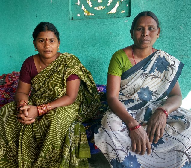 Karam Chellayamma and Varasa Bucchamma in the verandah of their house which they themselves built in the Devaragondi R&R Colony after the Government just showed them land