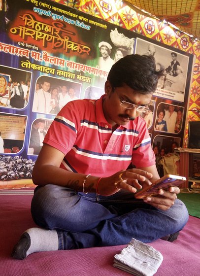 Mohit in the rahuti [tent] in Narayangaon