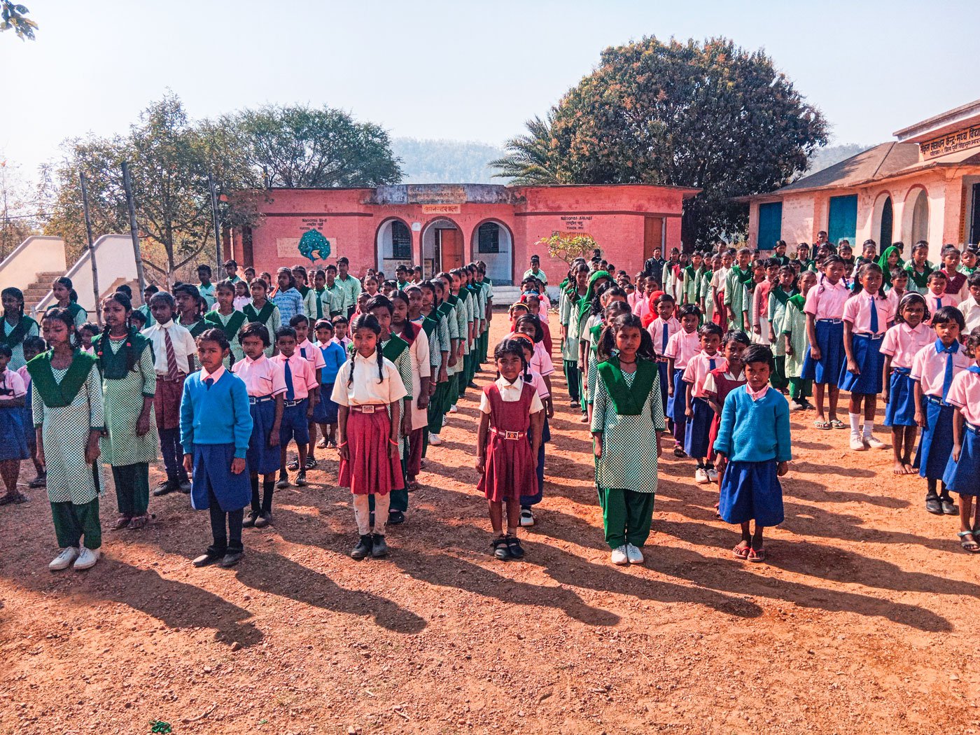 Morning school assembly at Bhatin Middle School