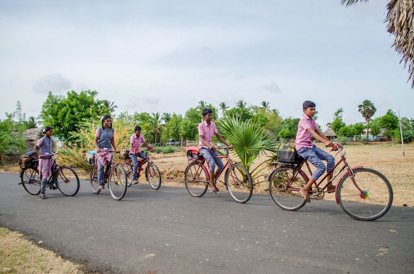 More than half of the primary school's students stay on the campus; it is also 'home' to 102 children attending government schools around Sikkal village (file photos)

