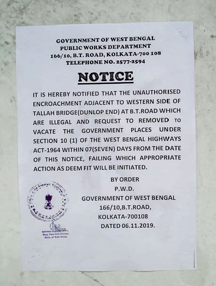 Left: The eviction notice, pasted on November 6. A poster calling for a meeting on November 18 to demand proper and permanent rehabilitation of evicted families. Right: The Tallah basti residents at a protest march on November 11