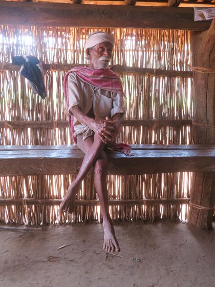 Left: Dolya Vasave, 89, says: 'If I go [to get the vaccine], it will only be in a gaadi, otherwise I won’t go'. Right: ASHA worker Boji Vasave says, 'It is not possible for elders and severely ill people to cover this distance on foot, and many are scared to visit the hospital due to corona'