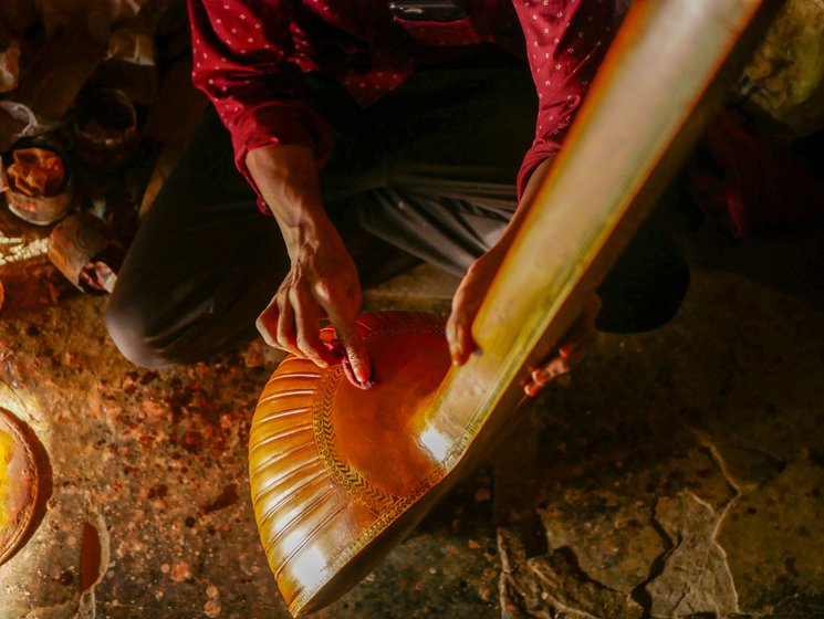 Left: Every instrument is hand polished  multiple times using surgical spirit.