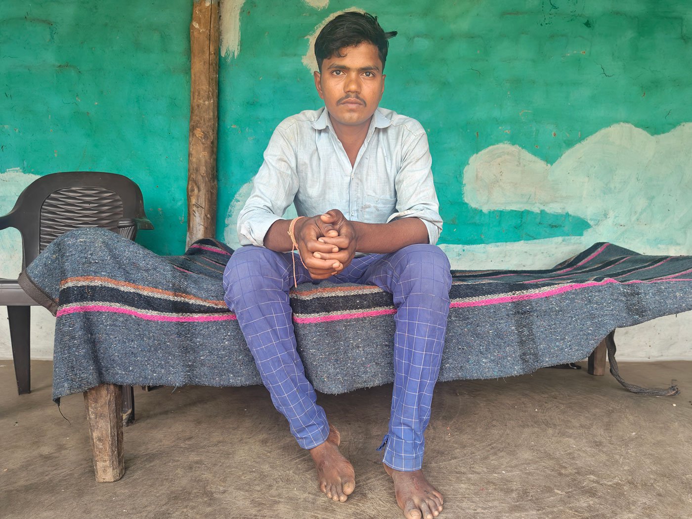 Mahendra's (in the photo) brother Chain Singh was shot dead by a forest guard near their village Raipura of Vidisha district