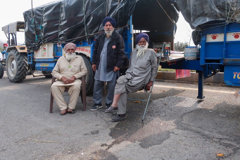 Left: Protesting farmers want to know how the Haryana police are able to shoot pellets and tear gas shells in the jurisdiction of Punjab. 'If we are not safe in our state, where will we be?' they ask and add that the police have targeted peaceful protesters.