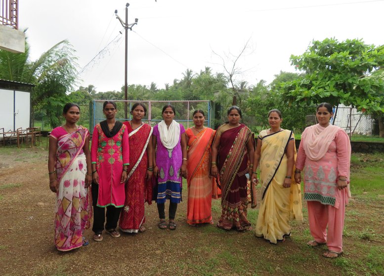 Left: Indramati Rahidas, Khushi’s mother, supplies 50 samosas a day to a small eatery. 'All these efforts are for them,” she says Indramati, pointing to her children. Right: Mothers of some of the migrant children enrolled in the Sudhagad Education Society