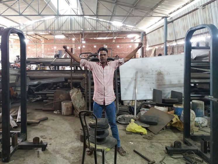 Left: Asif Saifi finalising the distance between two ends of the multi-gym based on the cable crossover exercise.