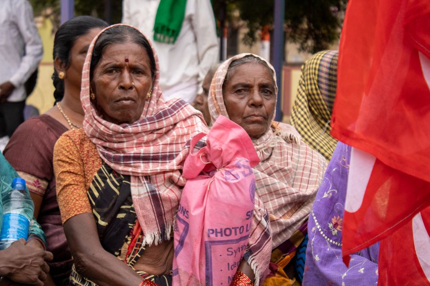 Right: Hampakka (left) along with other women mine workers in Sandur