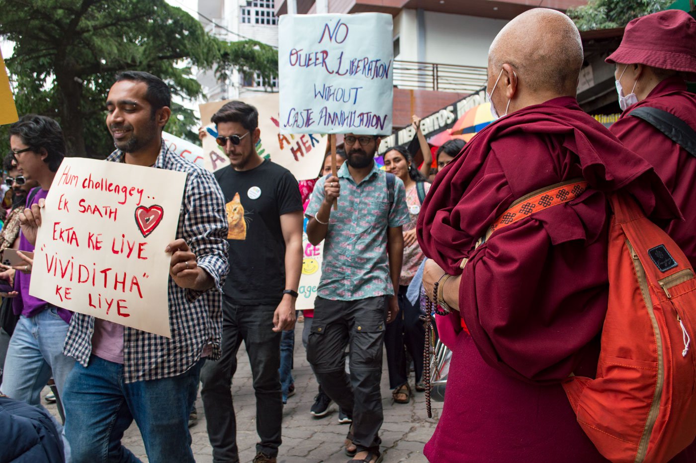 The march later continued to Dharamshala town’s Kotwali bazaar , a busy market area