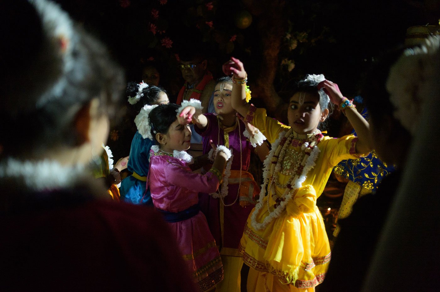 Backstage, children dressed as gopa balaks prepare for their scenes