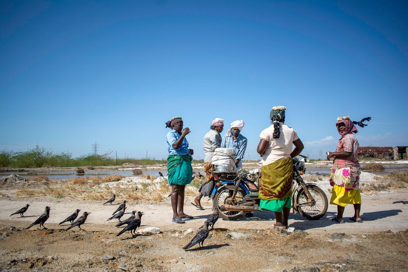 Life has always been hard, the salt workers say. They only get a brief break between work, to sip some tea, in their shadeless workplace