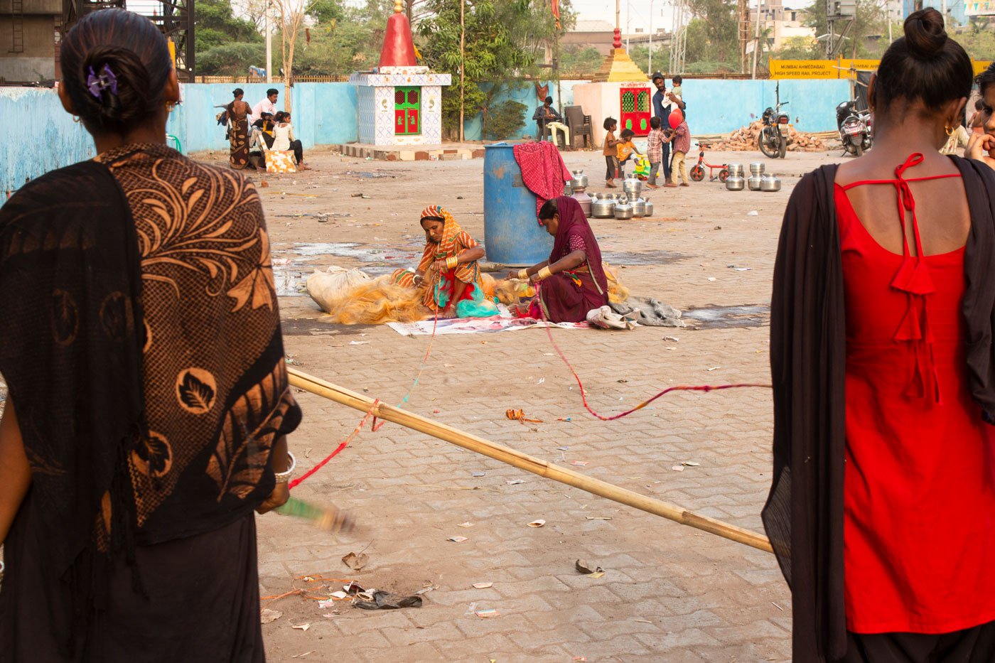 (From left to right) Saalu, Baby, Saranga and Bharti at work