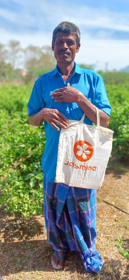 Left: Maria Velankanni, a progressive farmer who supplies JCEPL.