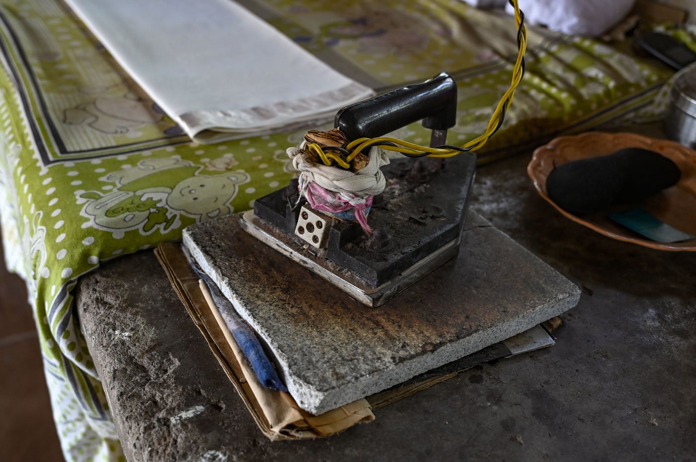 One of the first electric irons at Dhobi Khana that is still in use