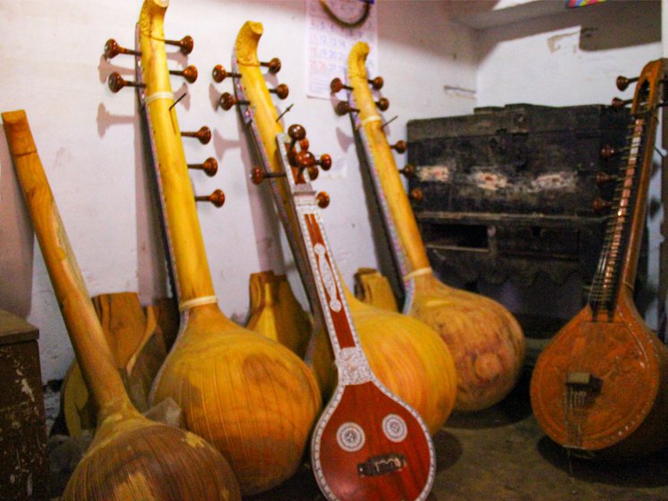 Left: Veenais are lined up in the workshop, waiting for the finishing touches .