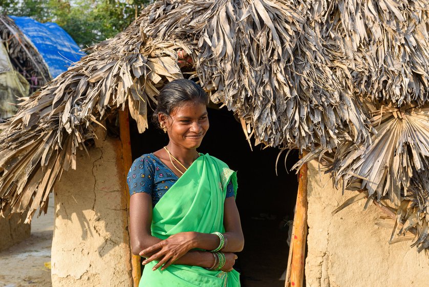 Left: A. Ellamma, 23, stopped going to MGNREGA work when her child was born 2.5 years ago. Right: M. Ankamma, 25, with her two children. On her job, many entries are missing for both attendance and wages