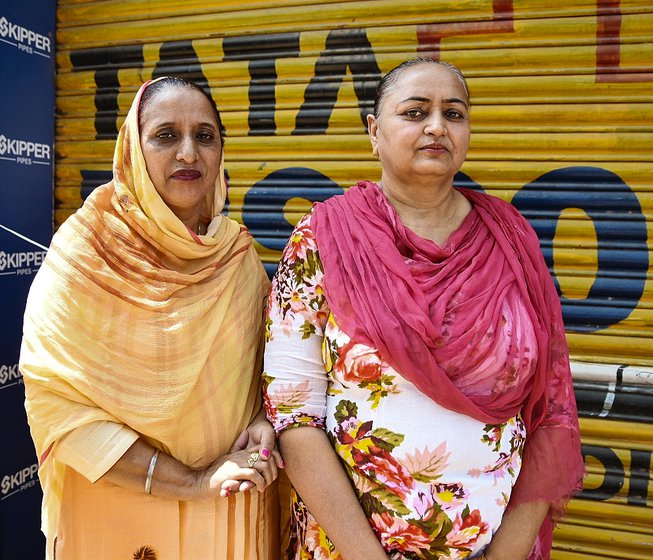 Left: Kalyani Das, Swati Adak and Sontu Das walked to the meeting from Bara Kamalapura, around 10 kilometers away. Middle: Lichu Mahato, a daily wage labourer, said: 'I have come here to know about the farm laws. My life is already in a bad shape and I don't want it to worsen further'. Right: Parminder Kaur and her sister-in-law Manjeet Kaur: 'We haven't come to Singur to support any political party, we have come for our farmers'